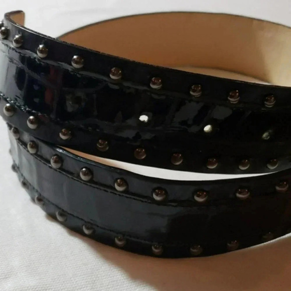 Cach'e S‎ black leather rhinestones & studded belt - Picture 7 of 8